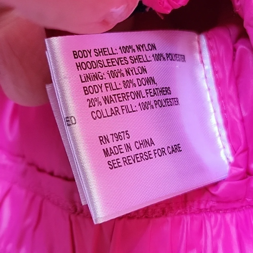 Michael Kors Hot Pink Puffer Ruffle Down Removable Hood Toddler Sz4 Light Jacket